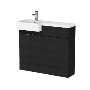 1000mm Combination Unit & Left Hand Semi Recessed Basin - Hudson Reed CBI648 Charcoal Black, Hacienda Black colour ,image 1