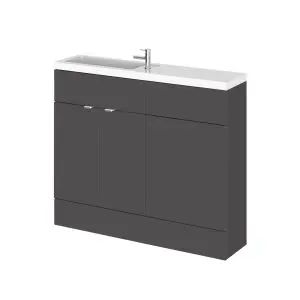 1000mm Combination Vanity & WC Compact - Hudson Reed CBI942 Gloss Grey, Grey colour ,image 1