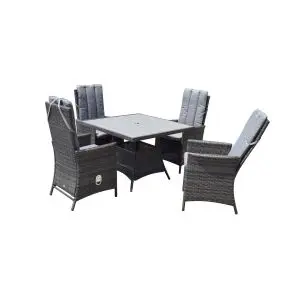 Emily 4 Seat Square Dining Set With Hdpe Wood Effect Top, Grey colour ,image 1