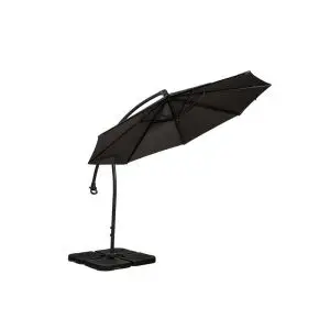 Grey 3M Deluxe Pedal Operated Rotational Cantilever Powder Coated Parasol With Cross Stand, Grey colour ,image 1