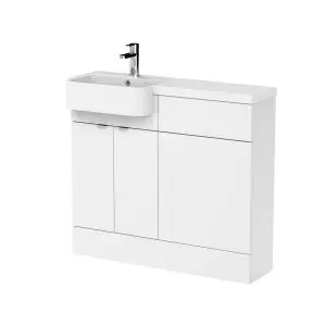 1000mm Combination Unit & Left Hand Semi Recessed Basin - Hudson Reed CBI144 Gloss White, White colour ,image 1