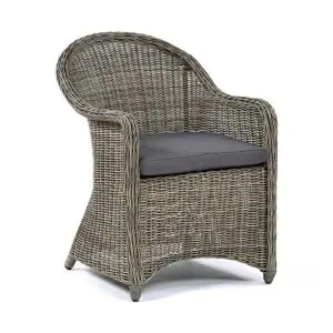 Regent 850 x 630 Rattan Arm Chair - Grey/Brown With Cushion Included
