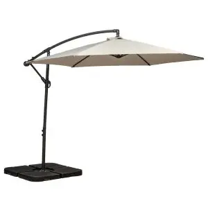 Ivory 3M Standard Cantilever Powder Coated Parasol With Cross Stand, Neutrals colour ,image 1