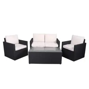 Berlin Four Seater Conrner Lounging Set In Black, Black colour ,image 1