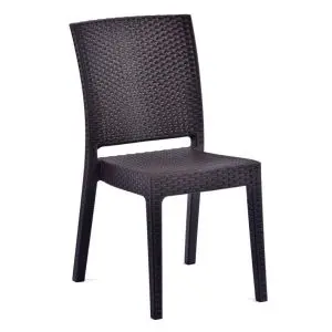 Recycled Madrid 880 x 620 Synthetic Rattan Side Arm Chair - Neutral Brown