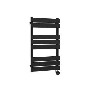 Square Flat Towel Radiator 840x500 - Hudson Reed HL458 Black, Black colour ,image 1