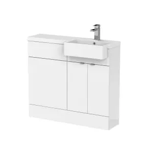 1000mm Combination Unit & Right Hand Semi Recessed Basin - Hudson Reed CBI149 Gloss White, White colour ,image 1