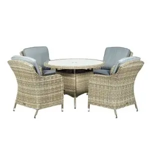 Wentworth 4 Seater Round Imperial Dining Set, Neutrals colour ,image 1