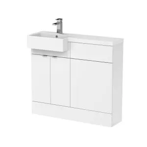 1000mm Combination Unit & Left Hand Semi Recessed Basin CBI148, White Gloss colour ,image 2