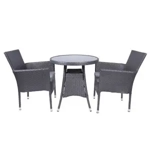 Malaga Two Seater Fixed Bistro Set, Black colour ,image 1