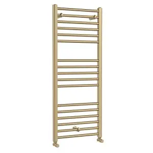 Round Straight Towel Radiator 1200x500 - Hudson Reed MTY805 Brass, Brass colour ,image 1