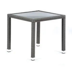 Oasis 800 x 800 Square Rattan Glass Top Table - Dark Grey