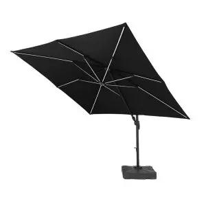 3M Grey Square Solar Led Overhanging Parasol With Base ( 2 Boxes /Set ), Grey colour ,image 1