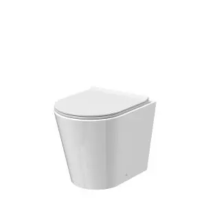 Round Rimless BTW Pan & Soft Close Seat - Nuie NCG606 White, White colour ,image 1