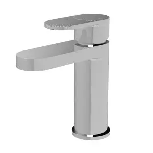 Fluted Mono Basin Mixer with Push Button Waste - Nuie BIN305F Chrome, Chrome colour ,image 1