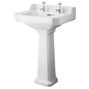 560mm 2TH Basin & Comfort Height Ped - Hudson Reed CCR029 White, White colour ,image 1