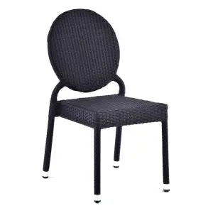 Ascot 880  x  590 Classic Round Back Rattan Side Chair - Black