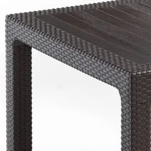 Madrid 900 x 900 Rattan Large Square Dining Table - Neutral Brown