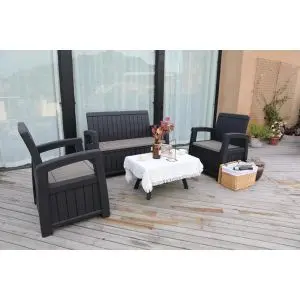 Faro 4 Seater Conversation Set - 1 Two Seater Sofa, Black colour ,image 1