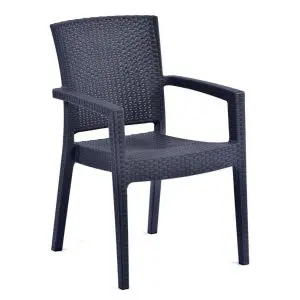 Recycled Madrid 880 x 620 Synthetic Rattan Stacking Arm Chair - Anthracite