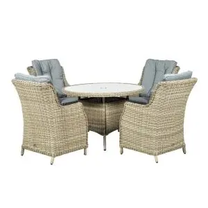 Wentworth 4 Seater Round Highback Comfort Dining Set, Neutrals colour ,image 1