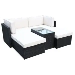 Berlin Black 4 Seater 5Pc Multi Setting Relaxer Set, Black colour ,image 1