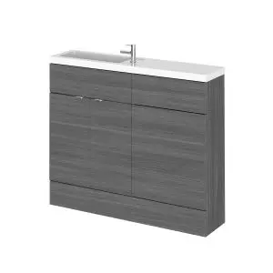 1000mm Combination Vanity & WC Compact - Hudson Reed CBI542 Anthracite Woodgrain, Brown/Grey colour ,image 1