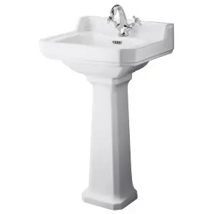 500mm Basin & Pedestal (1 Tap Hole) - Hudson Reed CCR015 White, White colour ,image 1