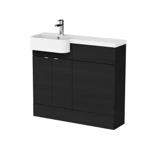 1000mm Combination Unit & Left Hand Semi Recessed Basin - Hudson Reed CBI644 Charcoal Black, Hacienda Black colour ,image 1