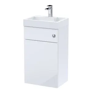 500mm Basin & WC Unit - Nuie PRC145CB Gloss White, White colour ,image 1