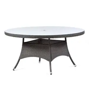 Oasis 1500 Round Rattan Glass Top Table Dia - Grey