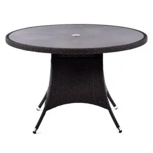Oasis 1200 Round Rattan Glass Top Table - Dark Grey