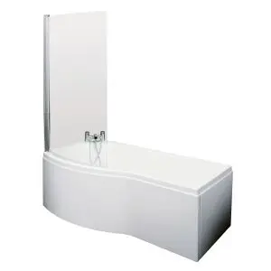 1700mm B Shaped Left Hand Bath Set - Nuie SBATH07 White, White colour ,image 1
