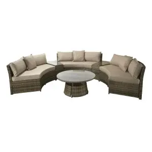 Juliet Half Moon Sofa Set Mixed Brown, Brown colour ,image 1