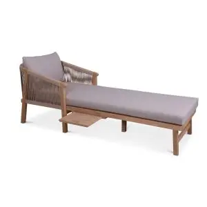 Roma Rope Sun Lounger With Side Table, Brown colour ,image 1