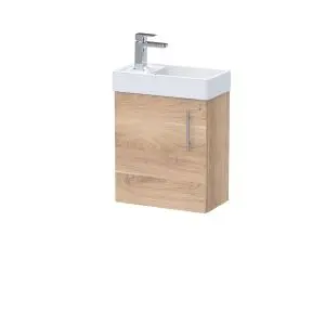 400mm Wall Hung Vanity & Basin - Nuie MIN031 Oak, Oak colour ,image 1