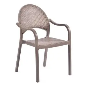 Leisure Bench 630 x 890 Synthetic Rattan Arm Chair - Taupe