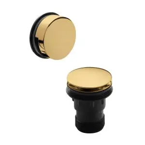 Inset Bath Push Button Waste - Nuie E827E Brass, Brass colour ,image 1