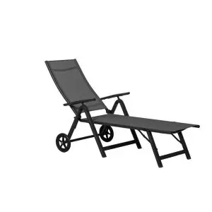 Sorrento Black Textylene Sunlounger With Wheels, Black colour ,image 1