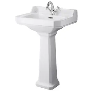 560mm Basin & Pedestal (1 Tap Hole) - Hudson Reed CCR016 White, White colour ,image 1