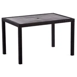 Ascot 1200 x 800 Rattan Rectangular Polyresin Top Dining Table - Grey and Black