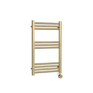 Round Straight Towel Radiator 800x500 - Hudson Reed MTY859 Brass, Brass colour ,image 1
