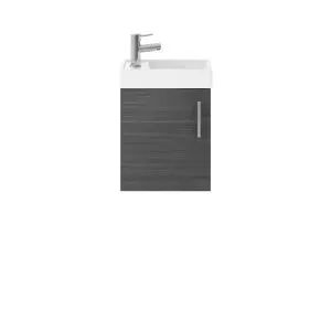 400mm Wall Hung Vanity & Basin - Nuie MIN009 Anthracite Woodgrain, Brown/Grey colour ,image 1