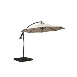 Ivory 3M Deluxe Pedal Operated Rotational Cantilever Powder Coated Parasol With Cross Stand, Neutrals colour ,image 1