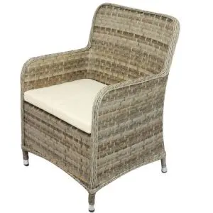 Halton 850  X 620 Rattan Tub Armchair - Neutral Brown With Cushion