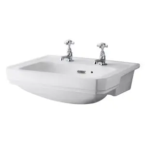 560mm Semi Recessed Basin (2 Tap Hole) - Hudson Reed NCS808 Matt White, White colour ,image 1