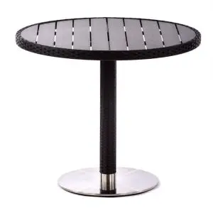 Molby 900m Round Rattan Polywood Top Table - Black
