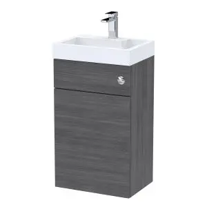 500mm Basin & WC Unit - Nuie PRC545CB Anthracite Woodgrain, Brown/Grey colour ,image 1