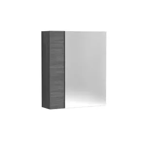 600mm Mirror Unit (75/25) - Hudson Reed OFF518 Graphite Grey Woodgrain, Brown/Grey colour ,image 1