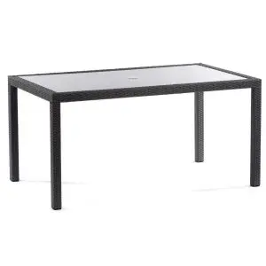 Oasis 1500 x 900 Rattan Garden Glass Top Table - Grey